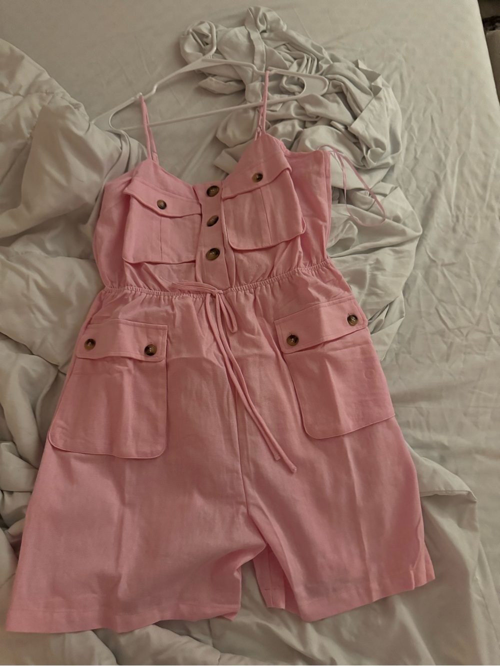 Pink Utility Pocket One-Piece Romper